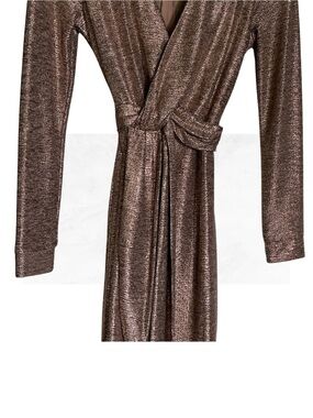 City Studio Shimmery Bronze V-Neck Dress